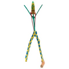 Brazilian Hand-Carved Wood Sculpture Little Clown