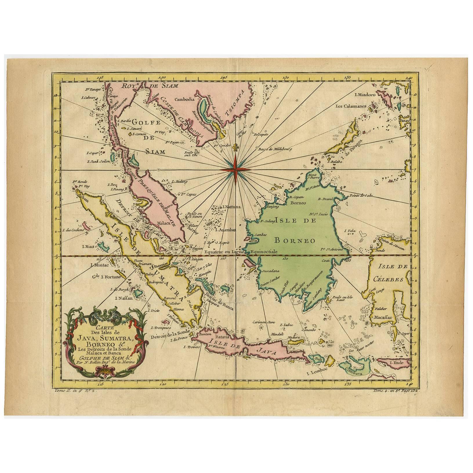 Antique Map of South East Asia by J.N. Bellin, 1757