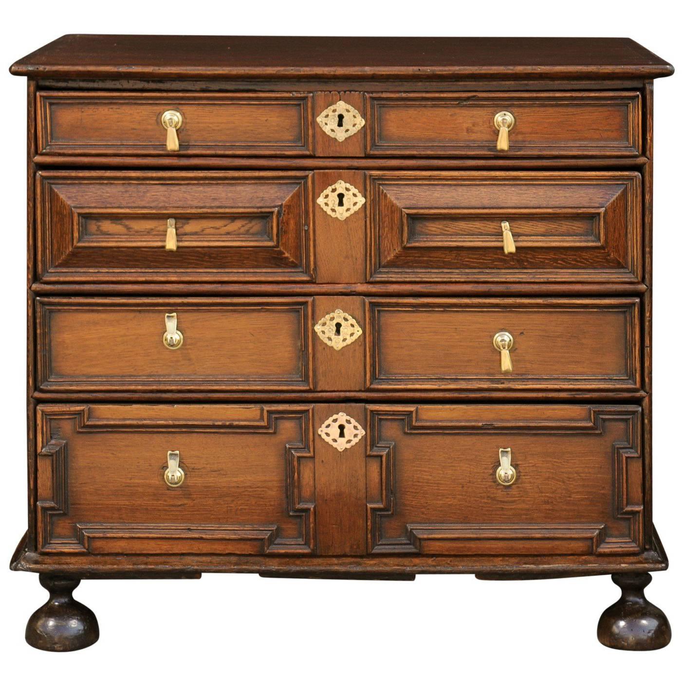 Period George III English Four-Drawer Commode with Geometric Front, circa 1790