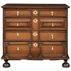 Period George III English Four-Drawer Commode with Geometric Front, circa 1790