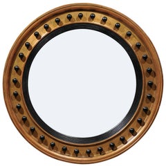 English Vintage 1950s Gilt and Ebonized Wood Girandole Bullseye Mirror
