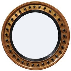 English Vintage 1950s Gilt and Ebonized Wood Girandole Bullseye Mirror