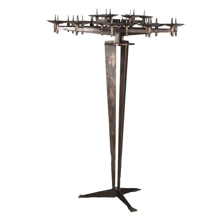 Impressive Pair of Wrought Iron Church Candelabra's