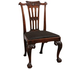 18th Century English Chippendale Side Chair in Walnut with Pierced Back Splat