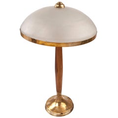Mid-Century Modern Teak and Brass Table Lamp
