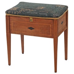 Antique Edwardian Inlaid Walnut Piano Music Dressing Table Stool