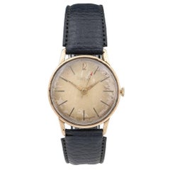 Waltham 9 Carat Gold Wristwatch with Leather Strap, 20th Century