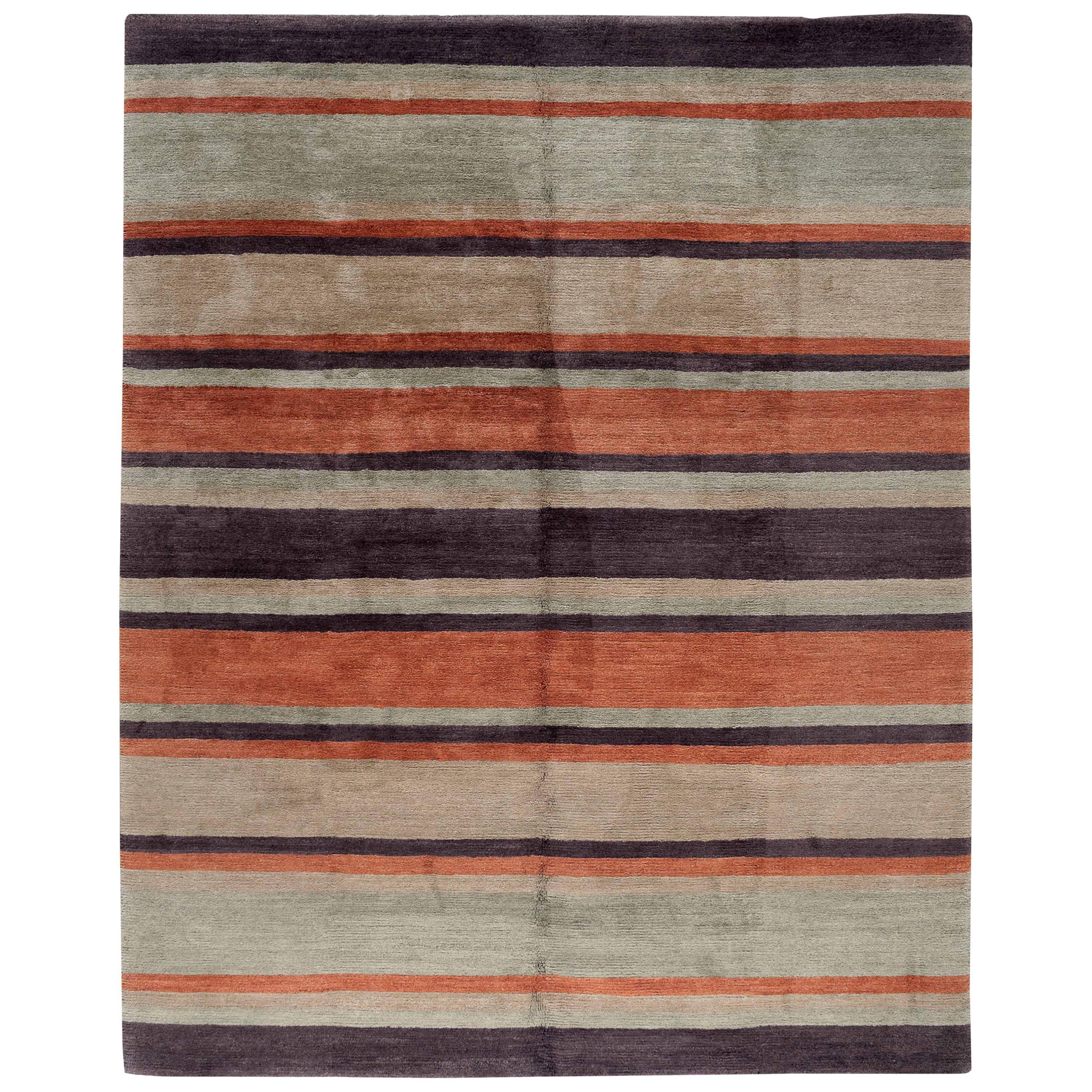 Charcoal Stripe Rug For Sale