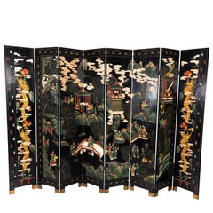 Oriental Coromandel Eight-Panelled Screen
