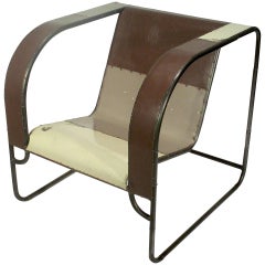 Club Chair Hand Fabricated from Reclaimed Steel by Midwestern Artist
