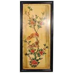 Chinese Painted Bed Panel with Admiring Magpies