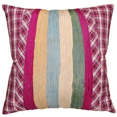 Pillow with Vintage Japanese Pleated Skirt and Plaid