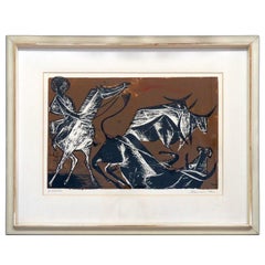 Karl Heinz Hansen-Bahia 'Cowboy' Woodcut Print, 1960