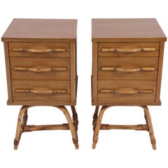 Pair of Midcentury French Bamboo Bedside Cabinets
