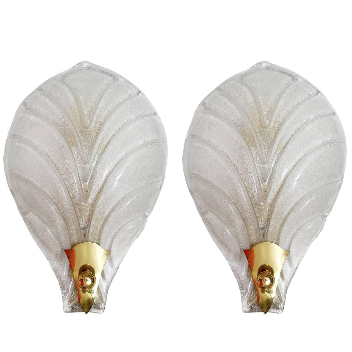 Pair of Large Murano Glass Wall Lights Sconces, 1960s For Sale