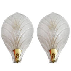 Pair of Large Murano Glass Wall Lights Sconces, 1960s
