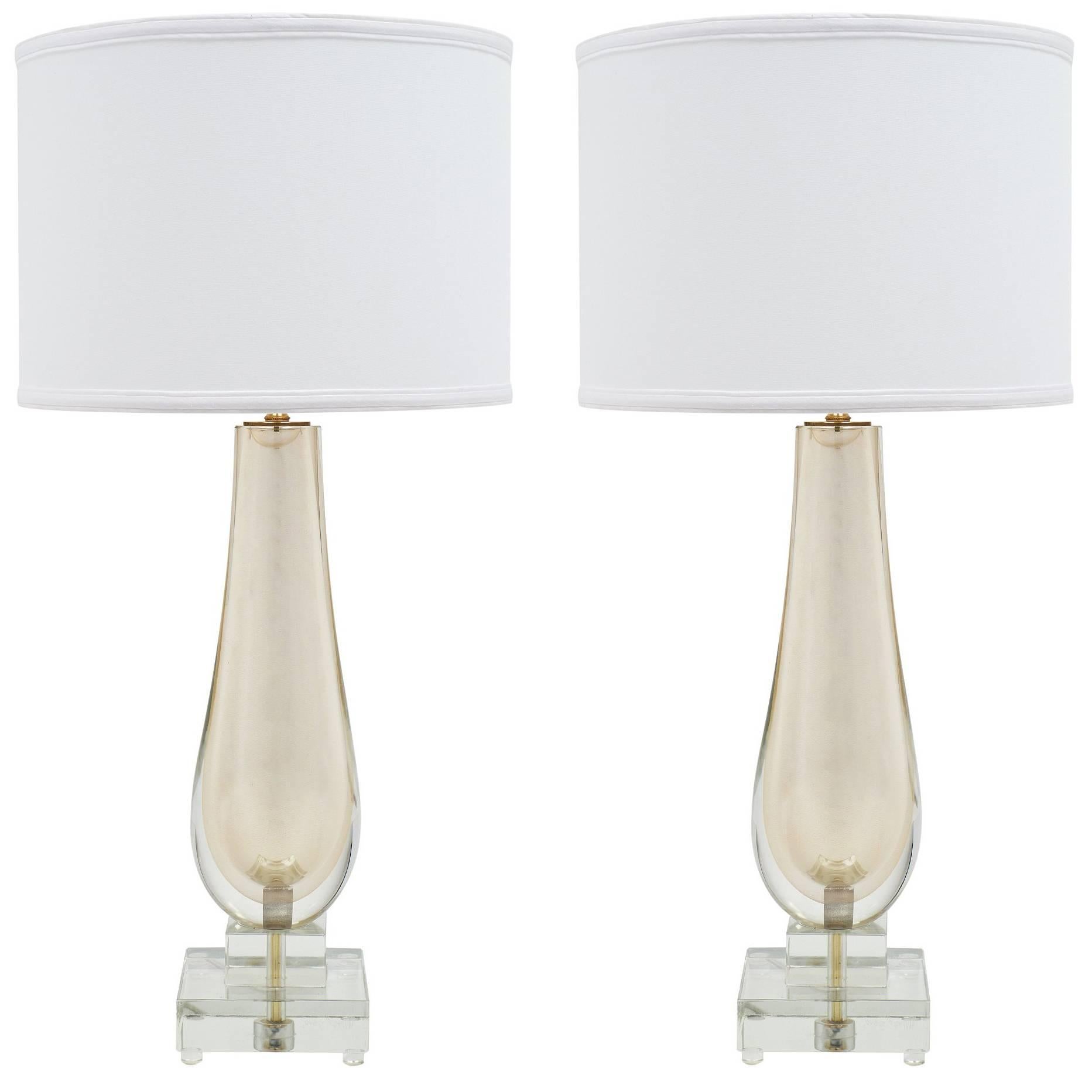 Murano Avventurina Glass Mirrored Lamps