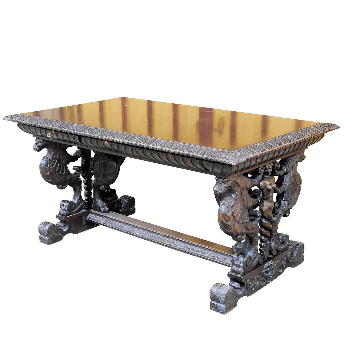 Great Renaissance Style Desk with Elaborate Carvings