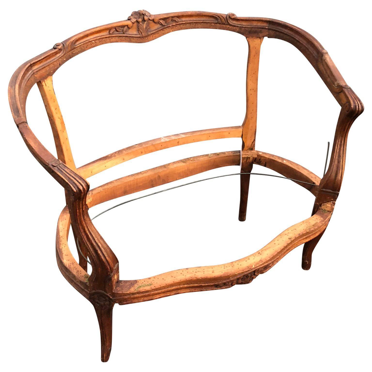 French Rococo Two-Seat Settee Arm Chair Frame