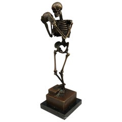 Antique Momento Mori Vienna Bronze of Full Skeleton and Skull by Carl Kauba