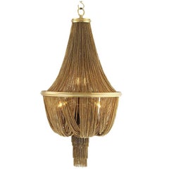 Grand Hotel Round Chandelier with Hanging Chains in Gold Tones or Nickel Finish