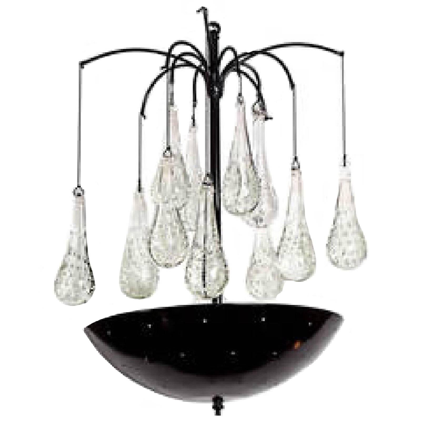 Finnish Style Chandelier with Teardrop Prisms