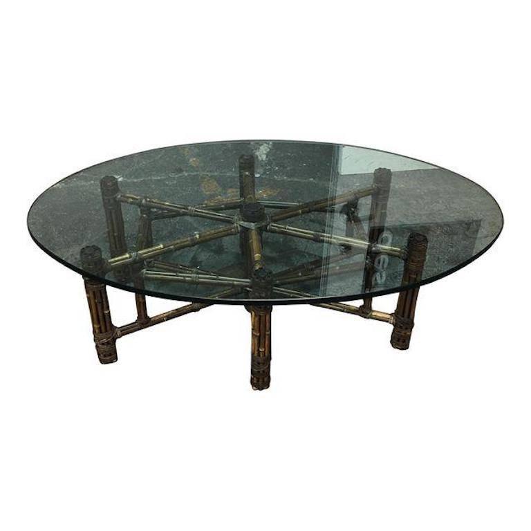 McGuire Bamboo and Glass Coffee Table