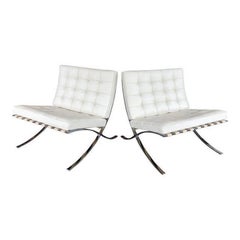 Knoll Barcelona Leather Chairs, Pair