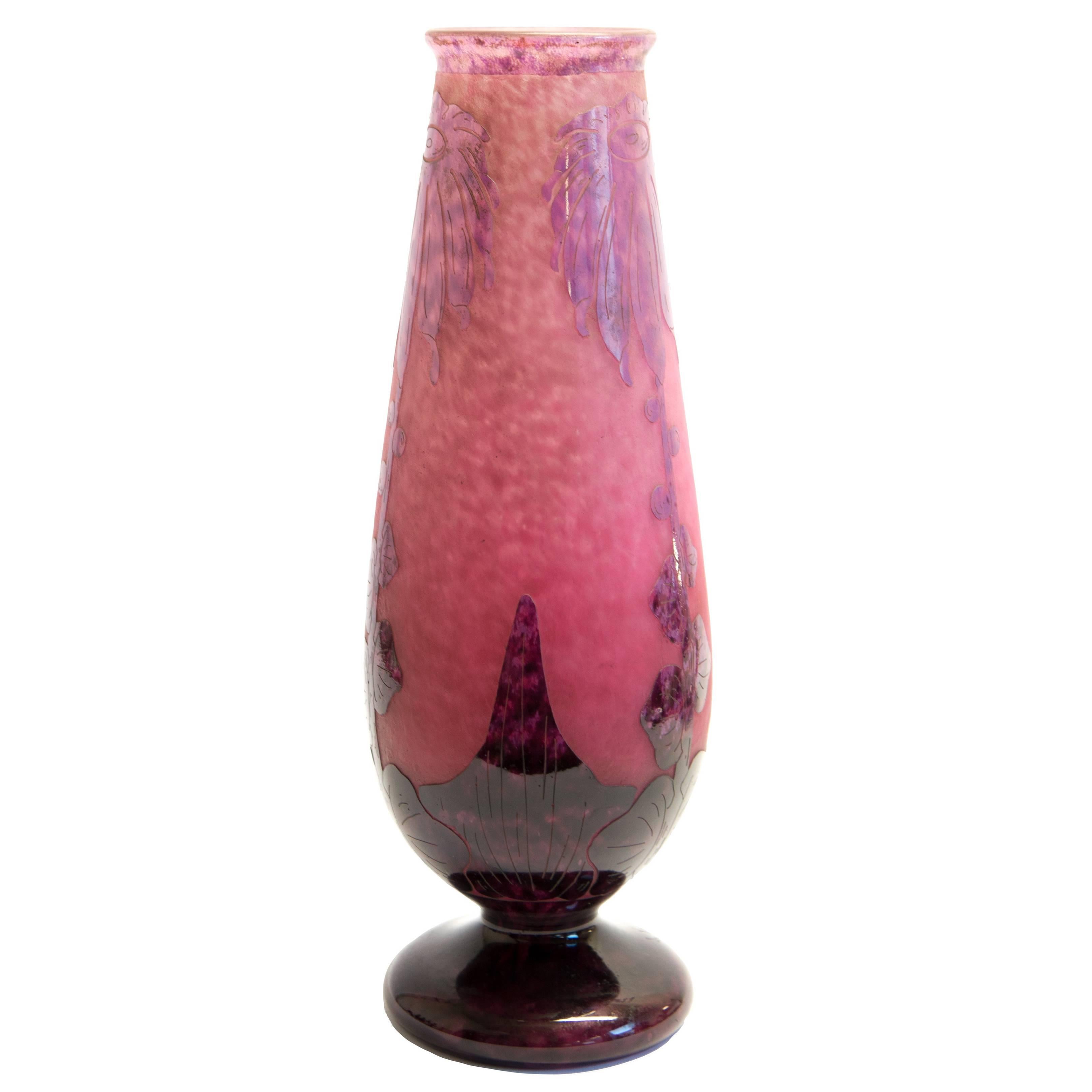 Le Verre Français, Schneider, Glass Vase For Sale