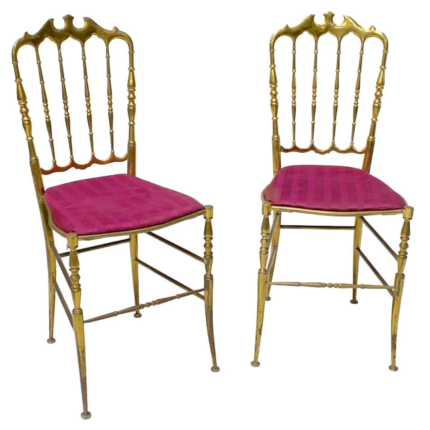 Pair of Solid Brass Chiavari Chairs