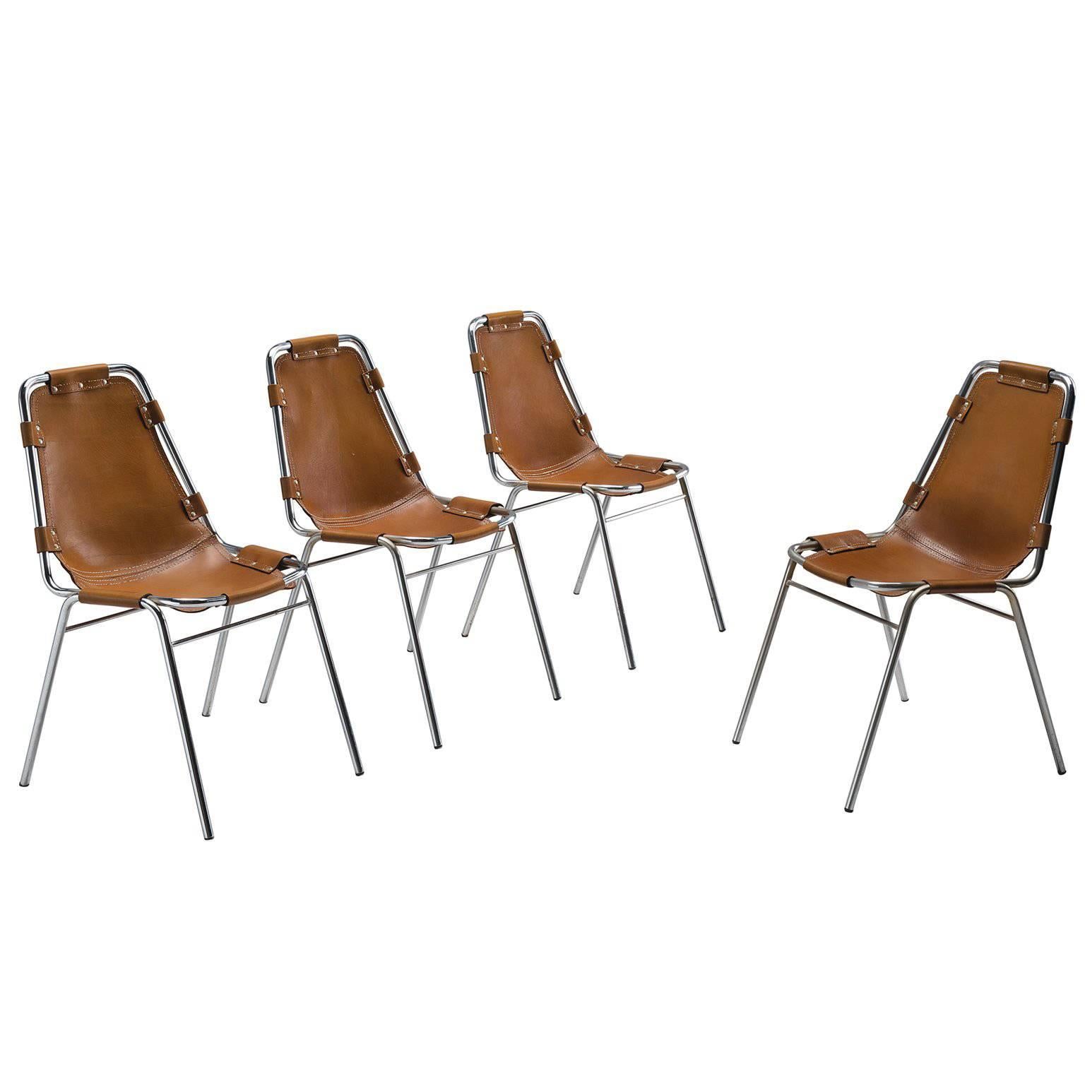 Set of Four Les Arcs Chairs Selected by Charlotte Perriand 
