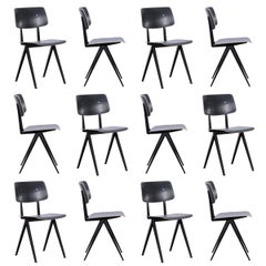 Vintage Multiple Industrial Galvanitas S16 Dining Chairs in Black, Netherlands