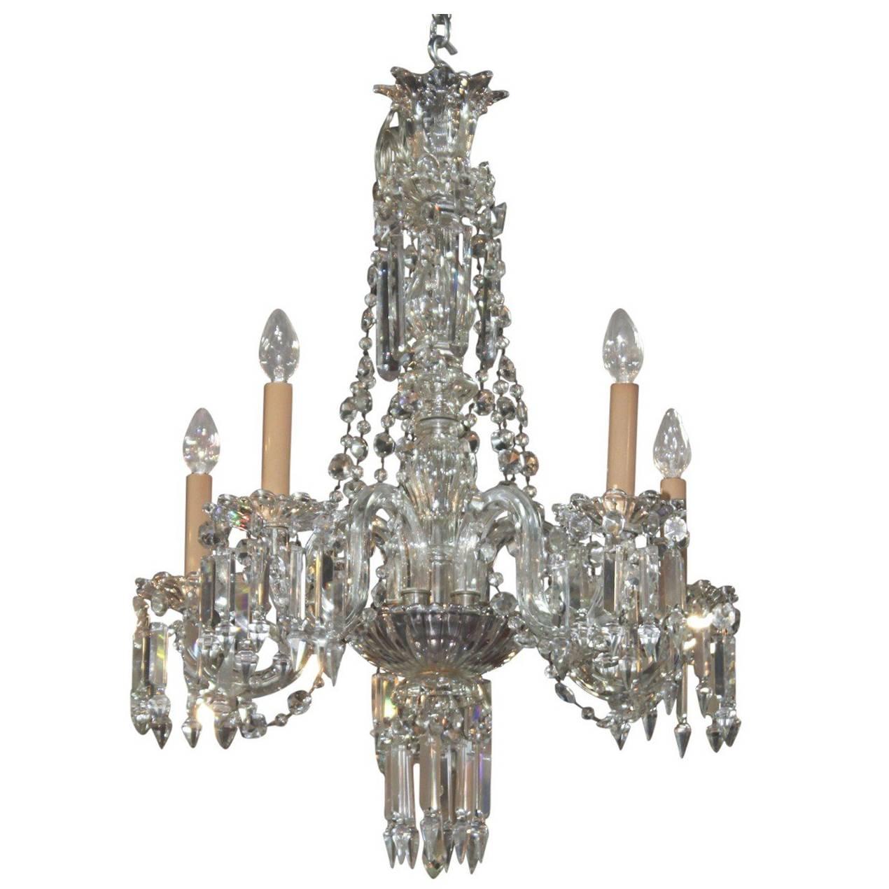 English Waterford Style Crystal Chandelier, circa 1890