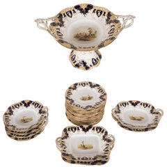 Baroque 27 Piece English Porcelain Dessert/Fruit Set Porcelain with Gilding