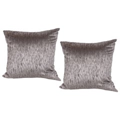 Pair of Modernist Pillows in Iridescent Lavender with Organic Black Patternation
