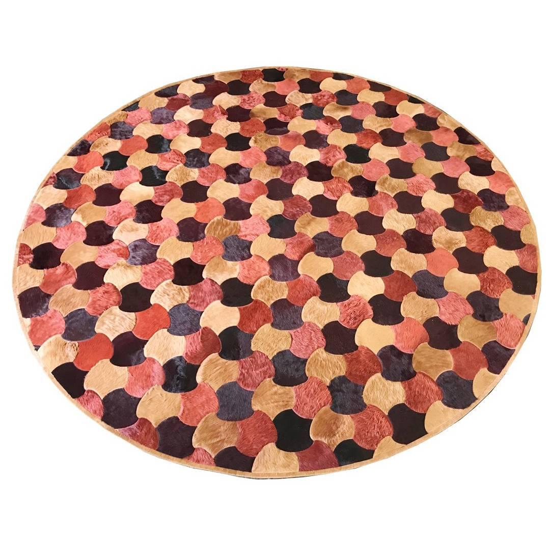 Round "Leigh" Cowhide Rug by Kyle Bunting and Barry Dixon