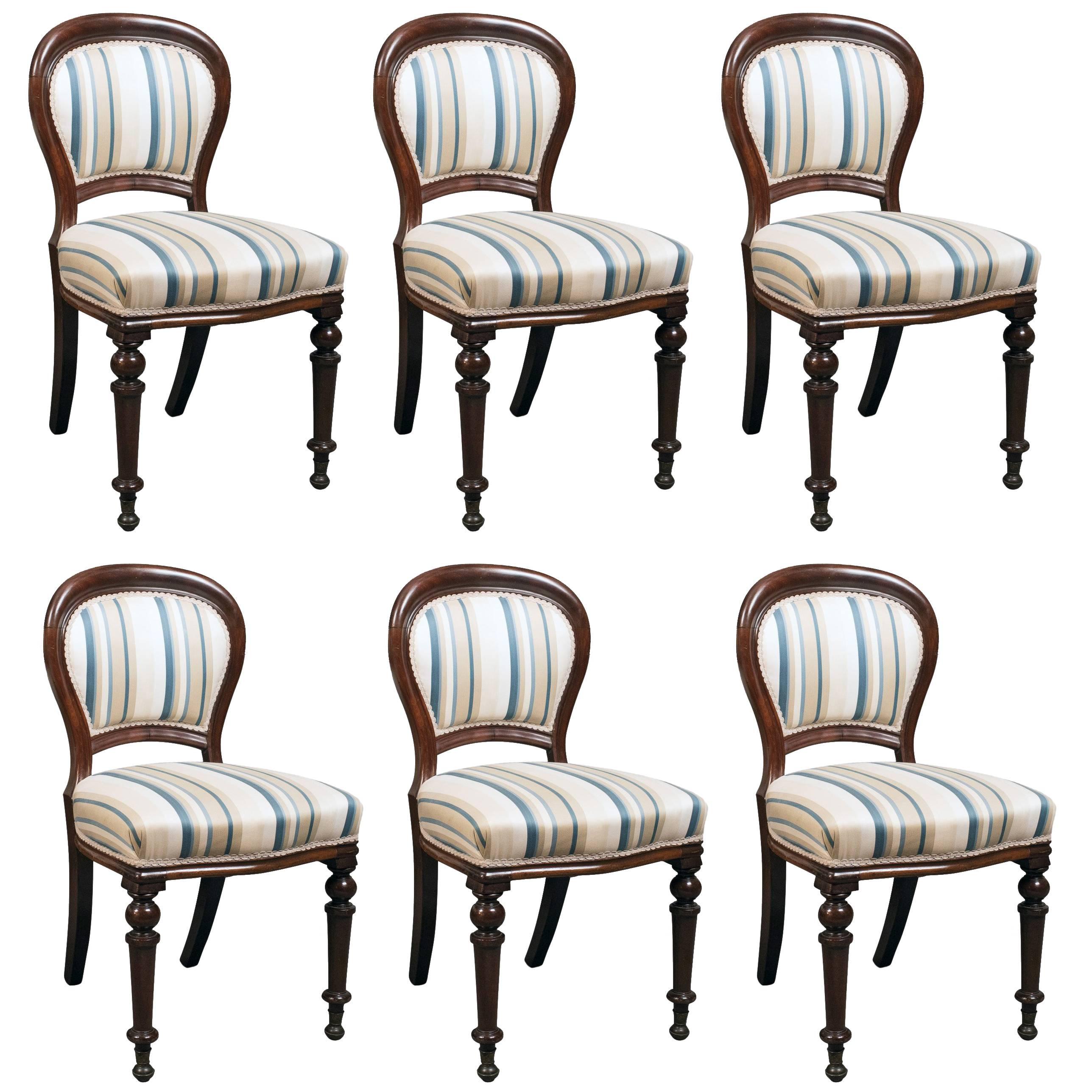 Set of Six Antique Dining Chairs, English, Victorian, Mahogany, circa 1860
