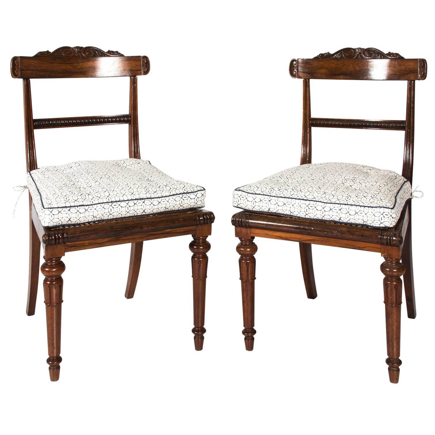 Pair of English Rosewood Side Chairs