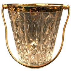 Val St Lambert Crystal Ice Bucket with Gold Leaf