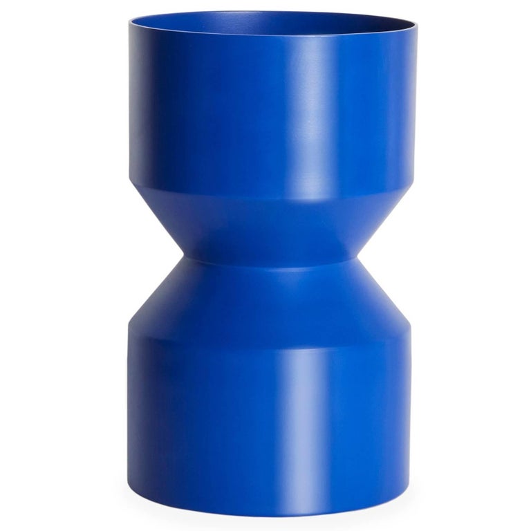 21st Century Contemporary Design, Aluminium Minimal Tri-Cut Vase in Blue For Sale