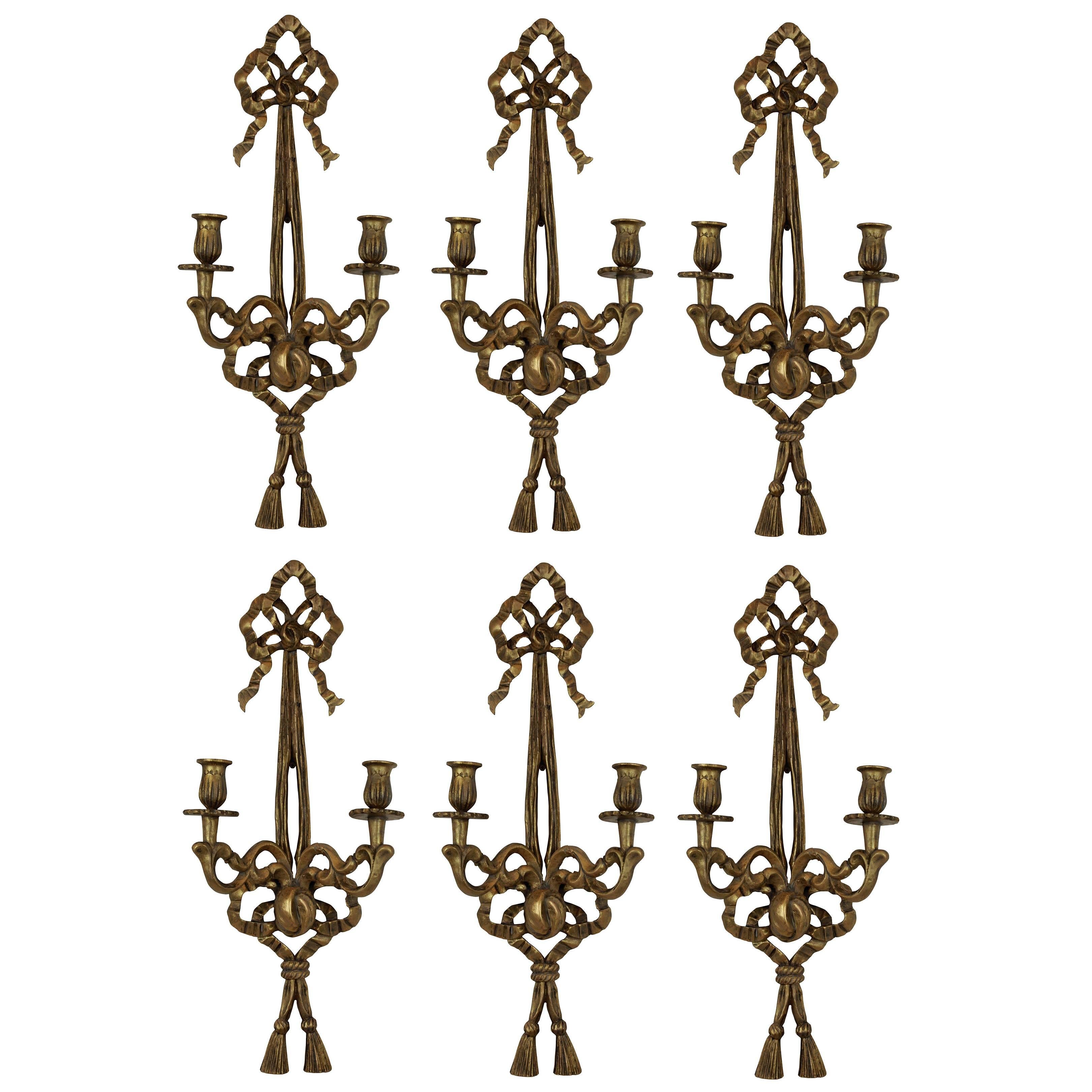 Set of Six French Giltwood Wall Sconces