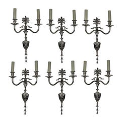 Set of Six Edwardian Silver Plated Wall Sconces