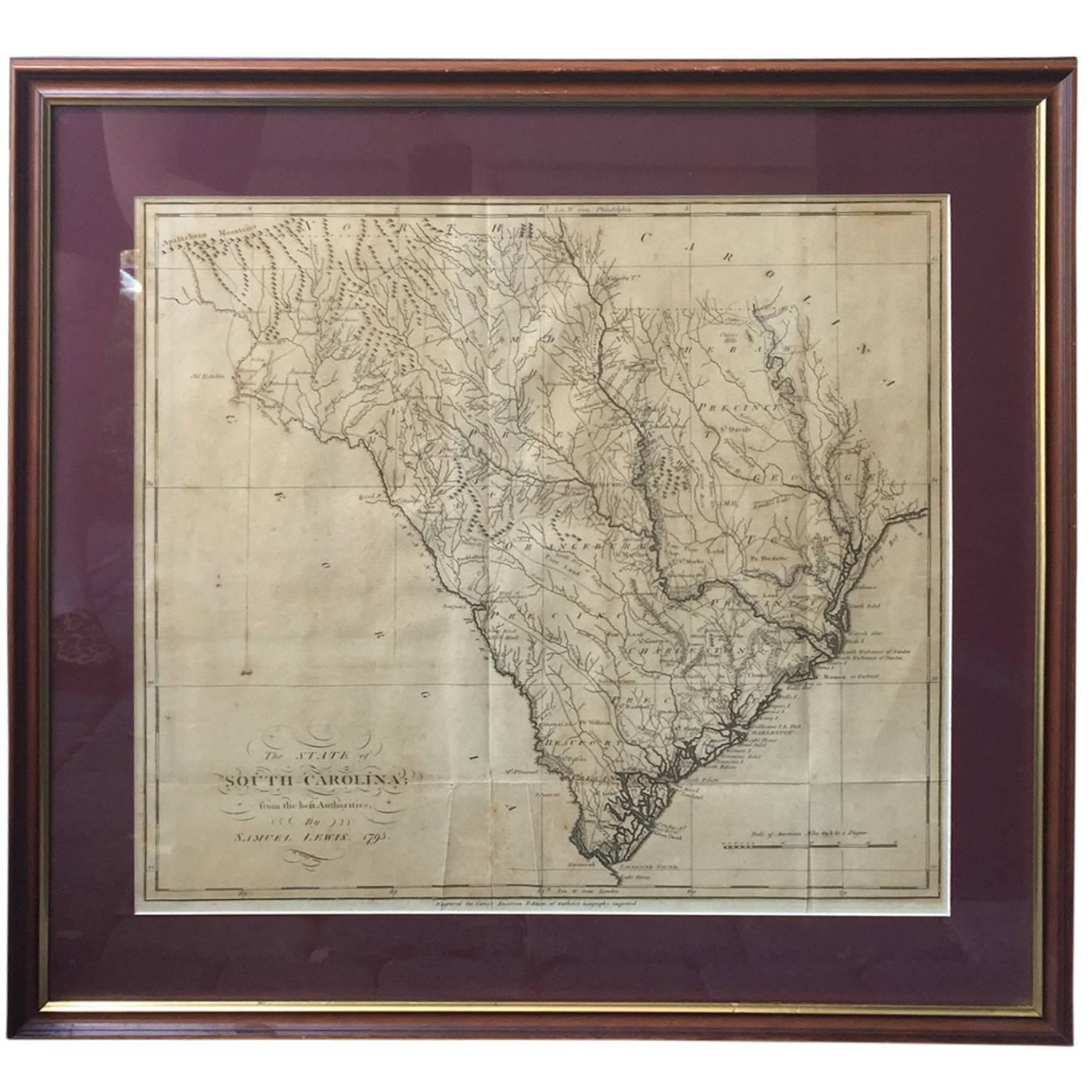Lewis' the State of South Carolina, 1795 Map