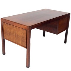 Clean Lined Midcentury Caned Desk