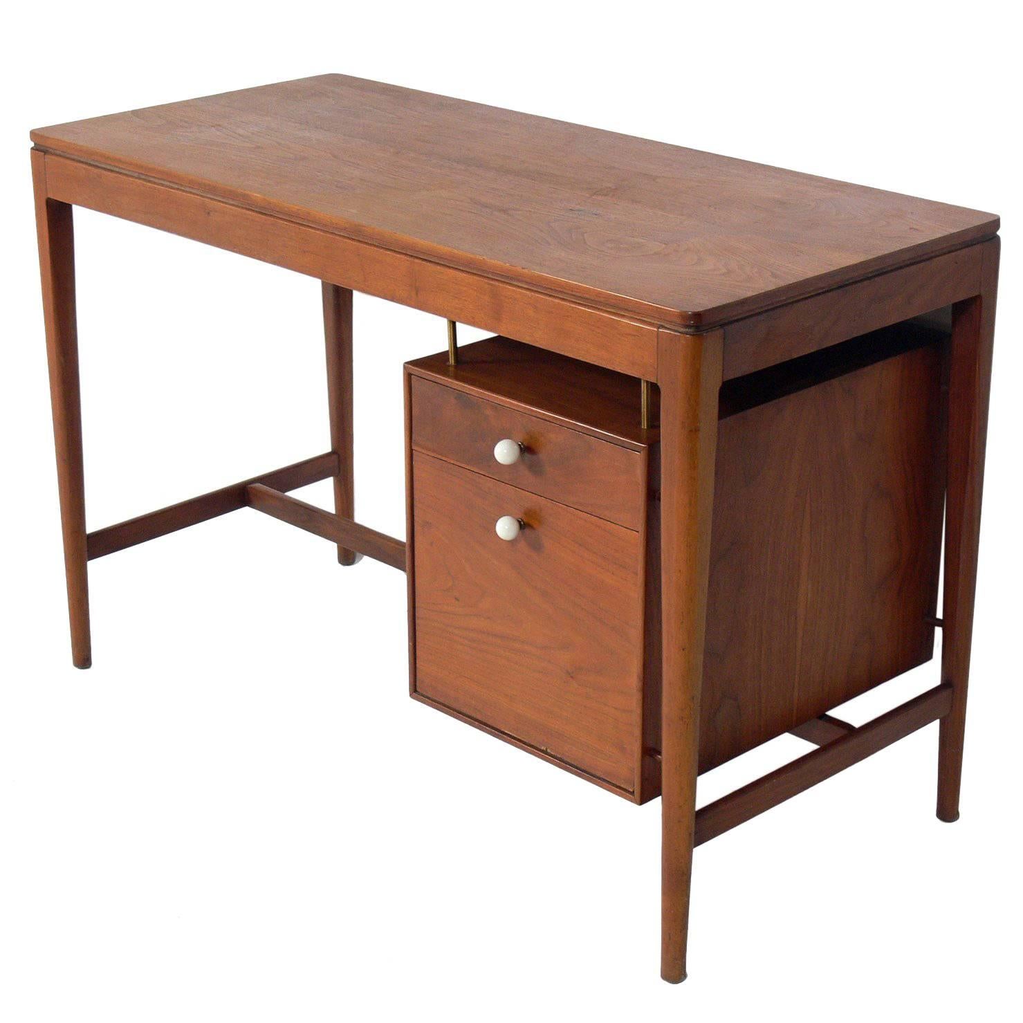 Clean Lined Walnut Desk by Kipp Stewart for Drexel