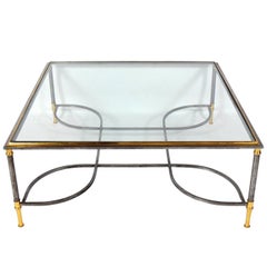 Elegant Brass and Steel Coffee Table