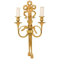 Brass Two-Light Sconce, Brass Has Lovely Patina