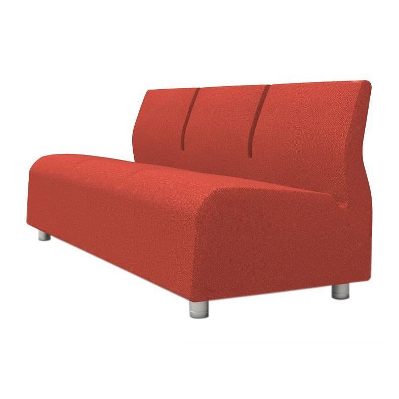 Contemporary Upholstered Three-Seat Sofa Red Fabric Conversation For Sale