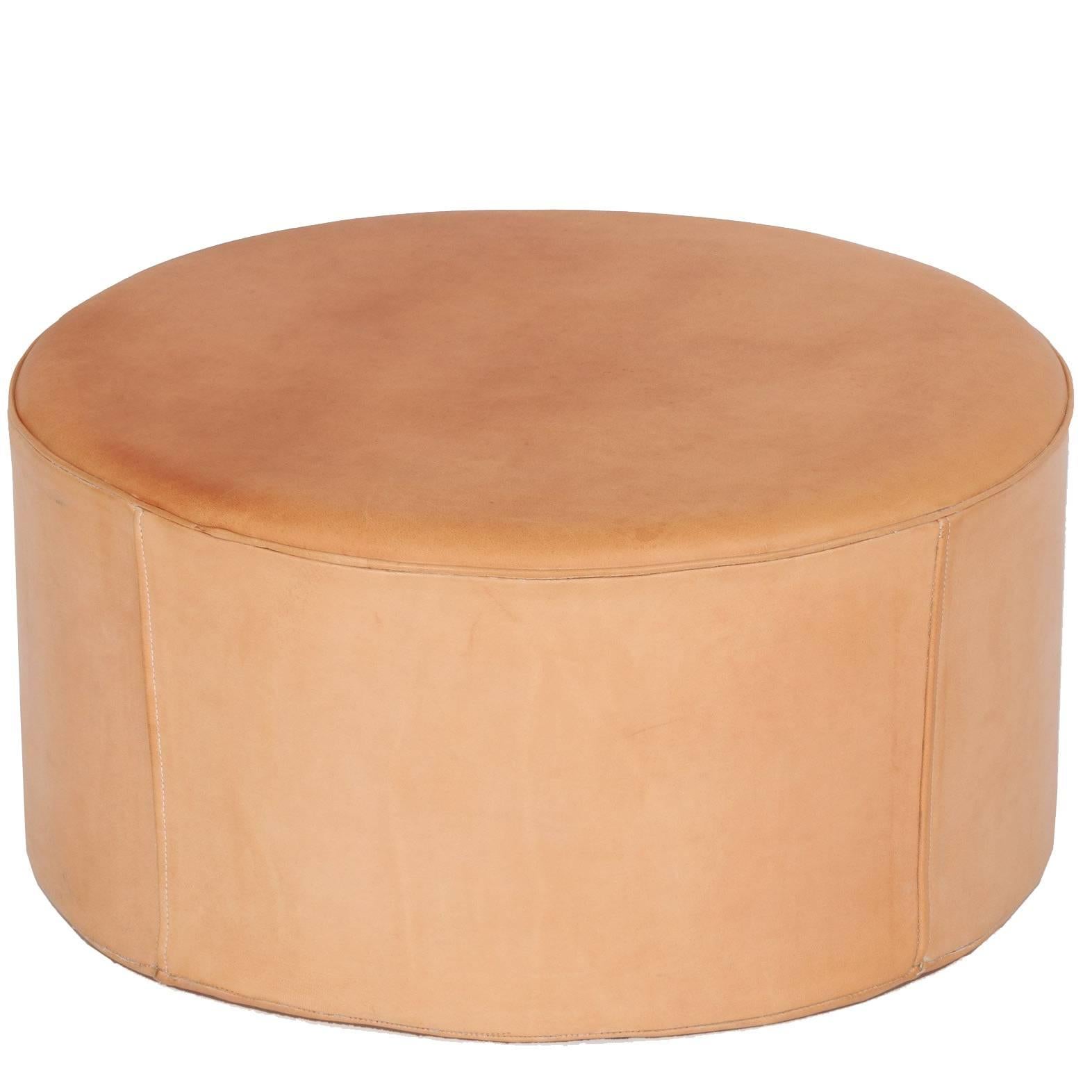 Danish Pouf in Natural Leather by Ivan Schlechter