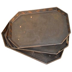 Antique 19th Century Set of Three Chinese Lacquer Trays
